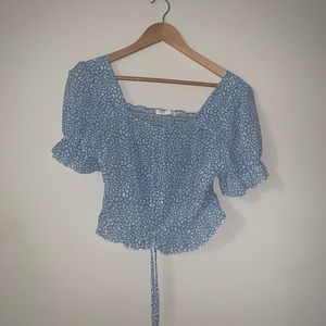 ROMWE Puffy Shoulder Top Patterned Y2K